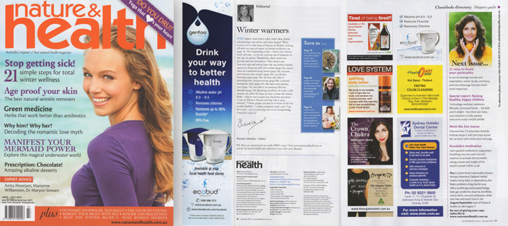 Gentoo Alkaline Water Jug at Nature & Health magazine June-July issue
